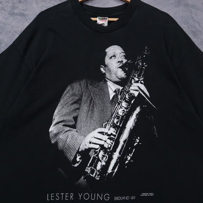 1990 Black Lester Young Birdland '49 Shirt 4967