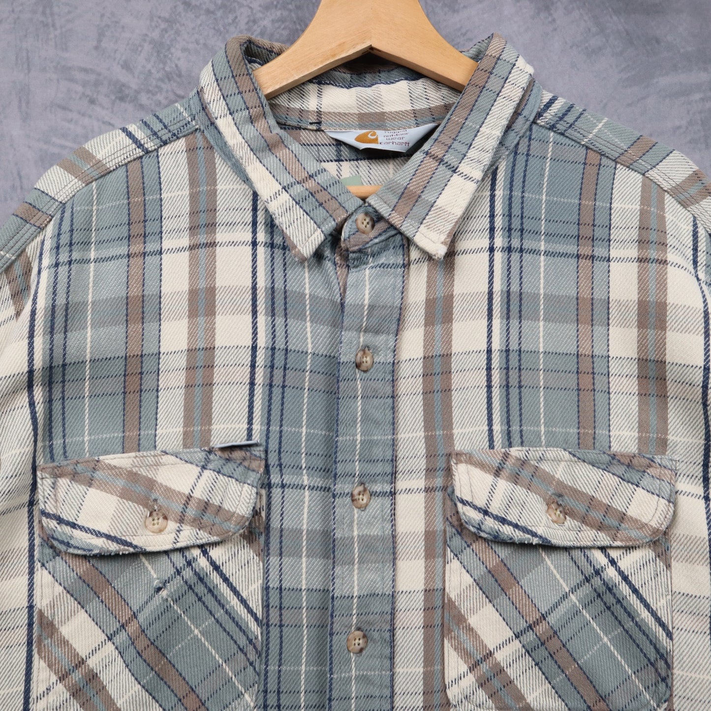 90s Tan Brown Plaid Carhartt Heavy Cotton Flannel 5550