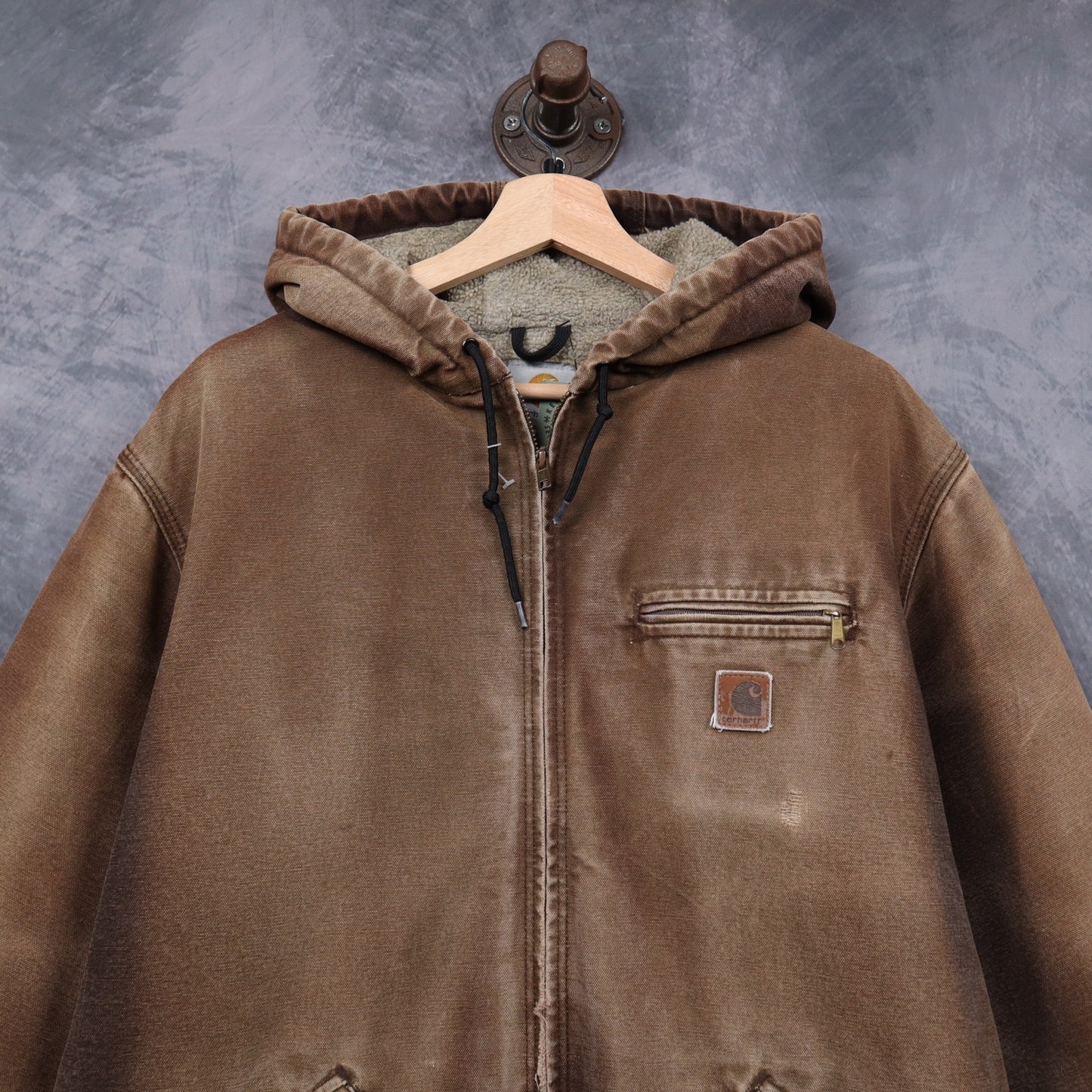 90s Faded Brown Carhartt Hooded Work Jacket 4801
