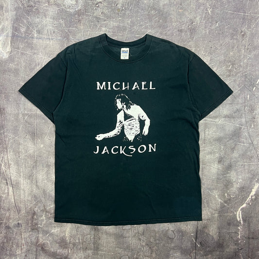 Early 00s Black Michael Jackson Portrait Graphic Shirt XL F34