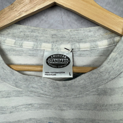 90s Grey and White Houston Oilers Striped Shirt 4227