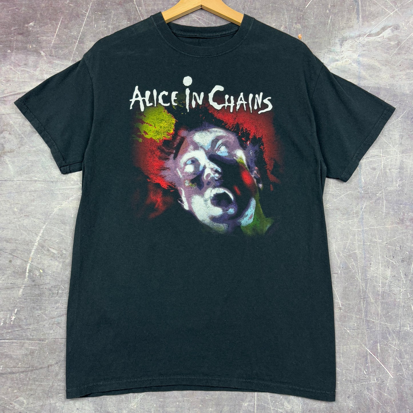 00s Black Alice In Chains Facelift Album Art Band Graphic Shirt M 1100