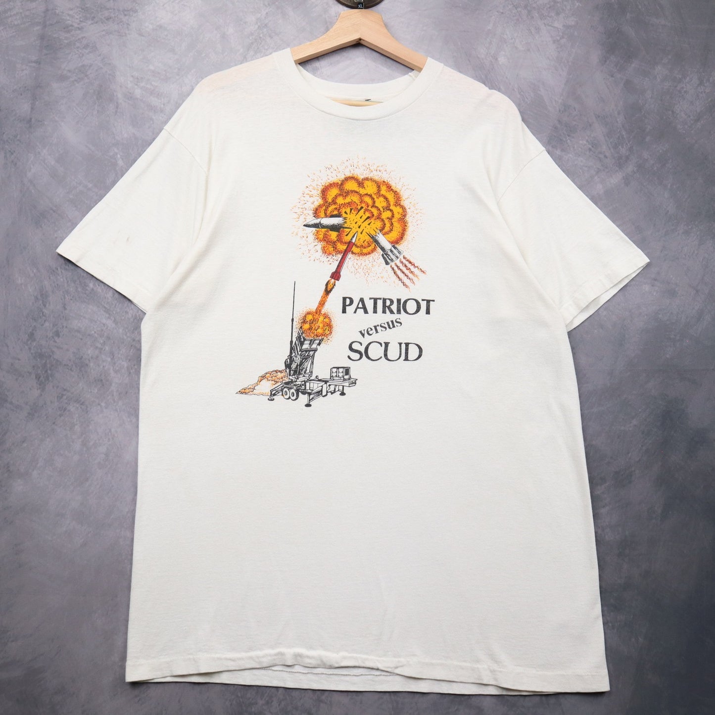 90s White Patriot Versus Scud Gulf War Shirt 4654