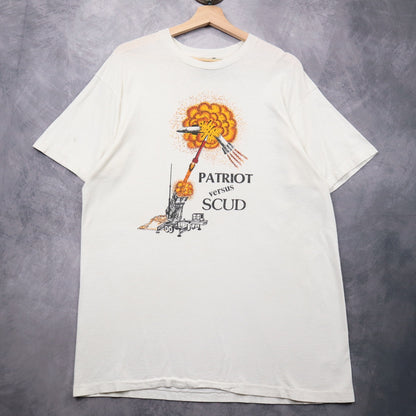 90s White Patriot Versus Scud Gulf War Shirt 4654