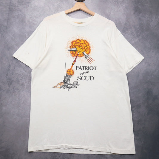 90s White Patriot Versus Scud Gulf War Shirt 4654