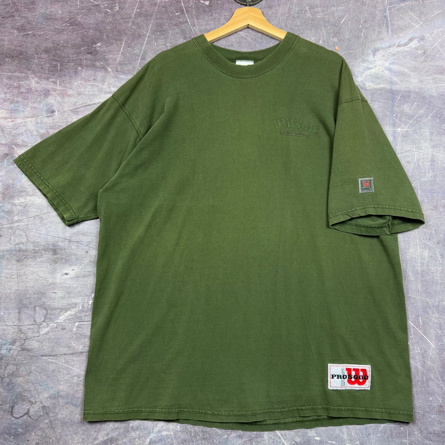 Early 00s Green Wilson Pro 5000 Essential Logo Shirt XL 0989