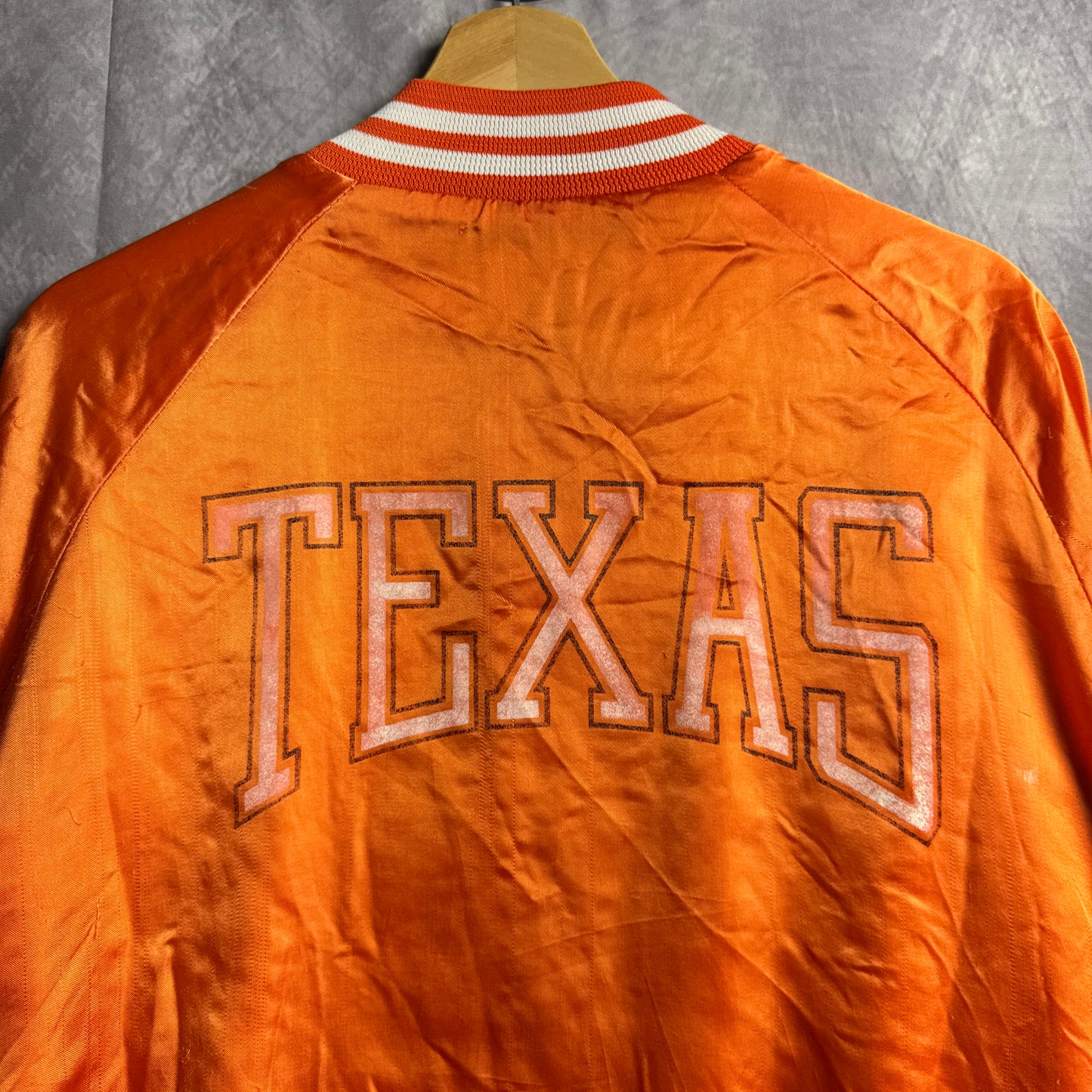 80s Orange Texas Longhorns Satin Bomber Jacket 4466