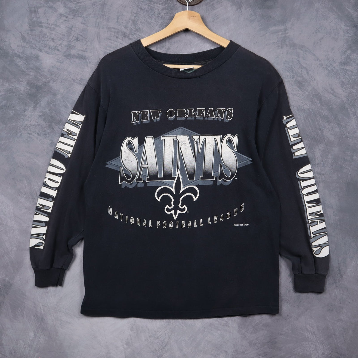 1995 Black New Orleans Saints Long Sleeve Shirt 6540