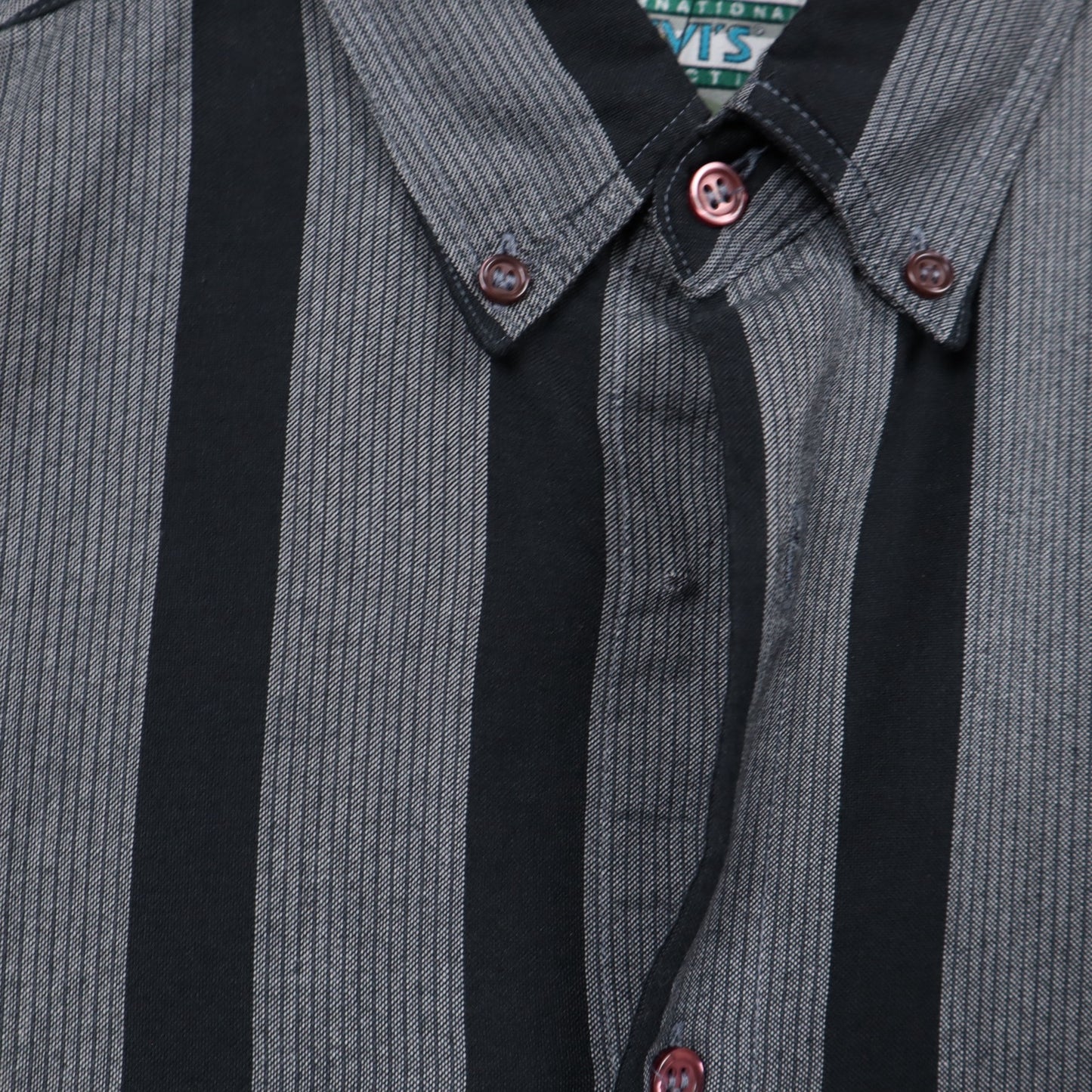 90s Grey Levi's International Collection Striped Long Sleeve Shirt 5133