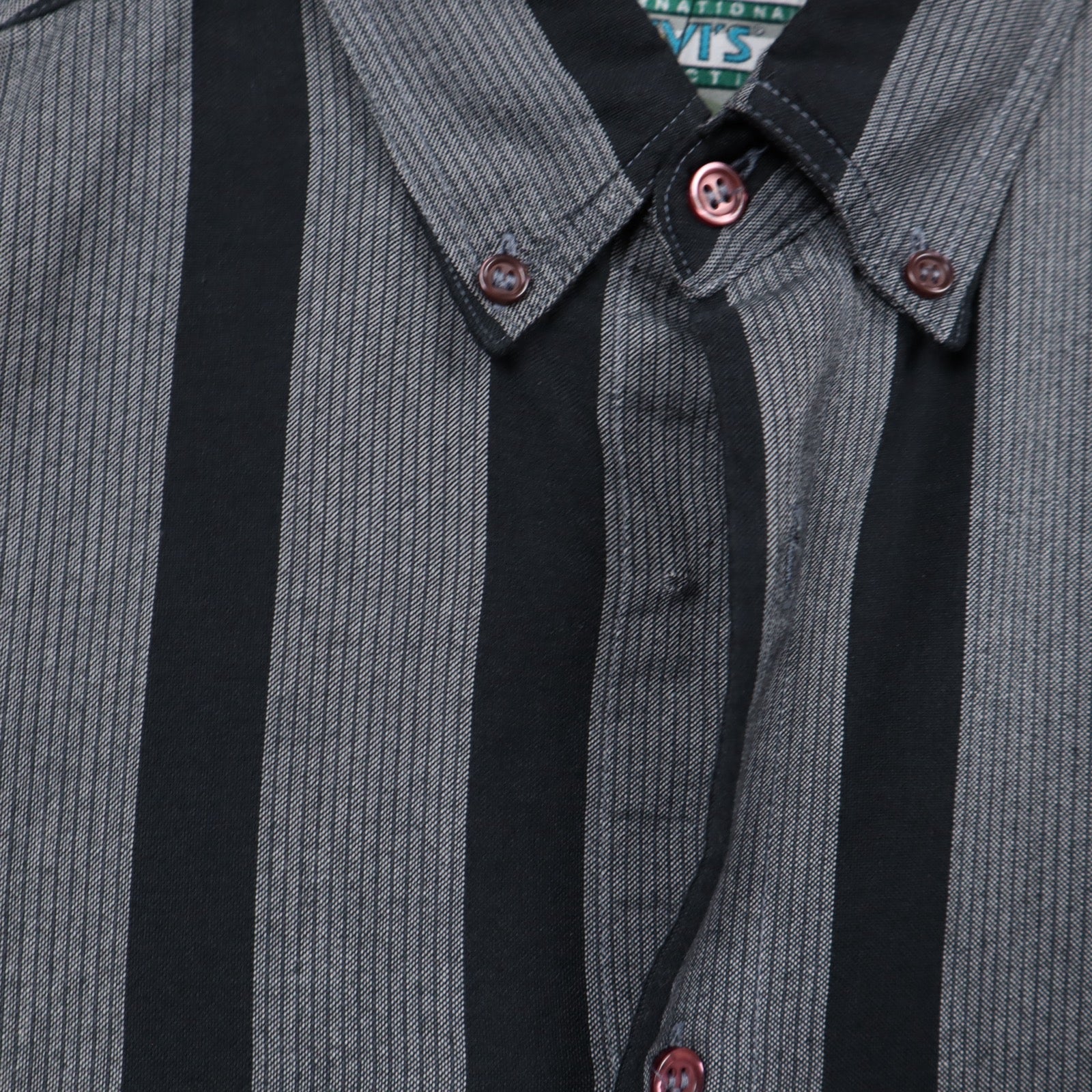90s Grey Levi's International Collection Striped Long Sleeve Shirt 5133