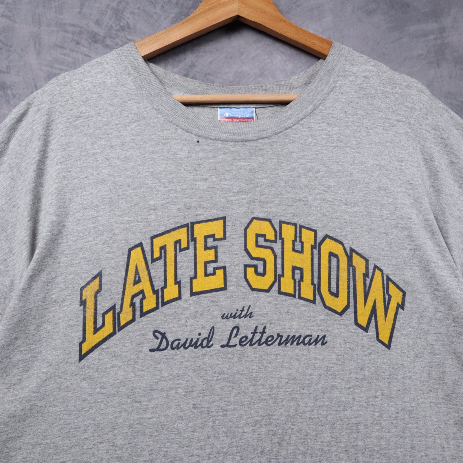 90s Heather Gray Late Show With David Letterman Champion Shirt 5383