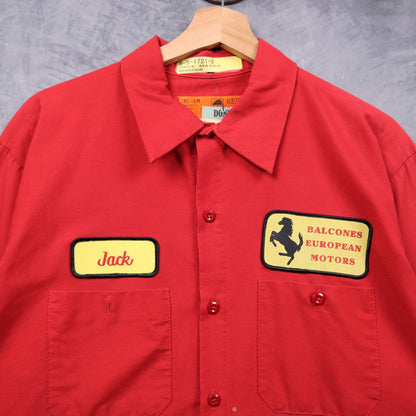 90s Red Balcones European Motors Red Kap Long Sleeve Work Shirt 7341