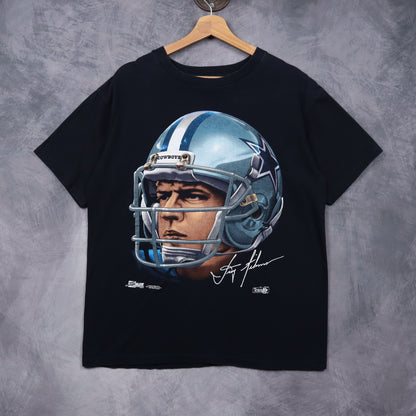 1992 Black Dallas Cowboys Troy Aikman Salem Sportswear Shirt 6790