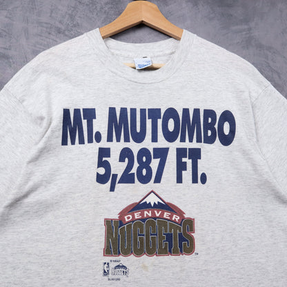 90s Heather Grey Denver Nuggets Mt. Mutombo Shirt 5350