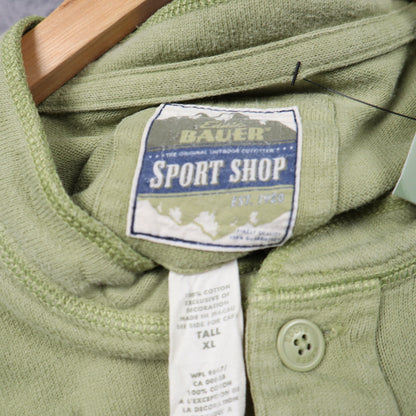 Early 00s Sage Green Eddie Bauer Sport Shop Henley Long Sleeve Shirt 5553