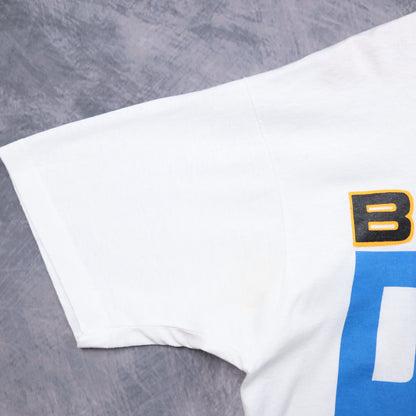 90s White Boston Bruins John Blue Goalie Graphic Shirt 5482