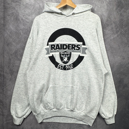 90s Grey Raiders Hoodie 4138