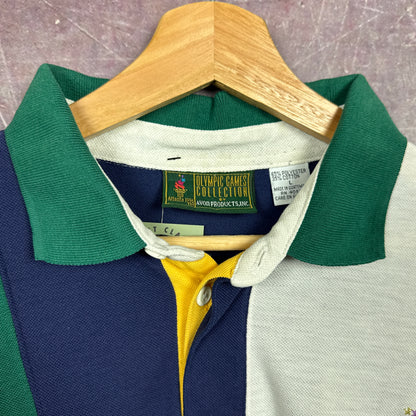 1996 Multicolor Striped Atlanta Olympics Polo Shirt 3492