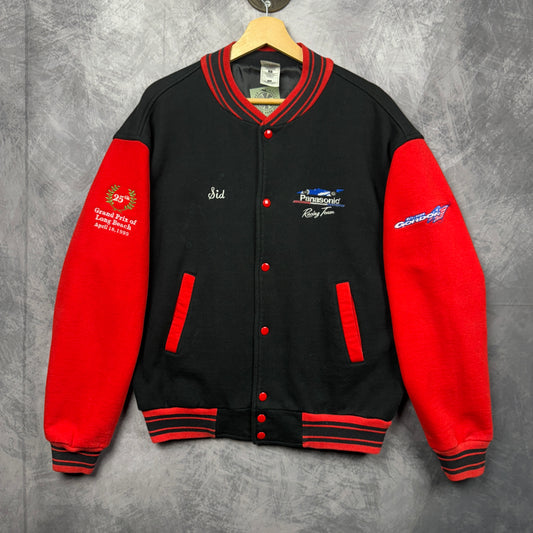 90s Black Panasonic Racing Cotton Varsity Jacket 4001