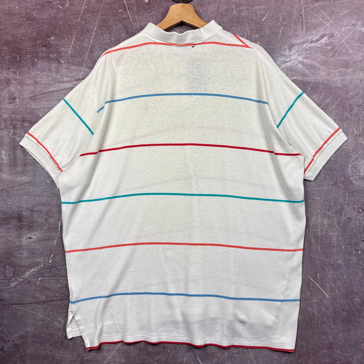 90s White Striped Polo Ralph Lauren Shirt 3619