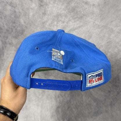 90s Blue Detroit Lions Sports Specialties Grid Snapback Hat 6830