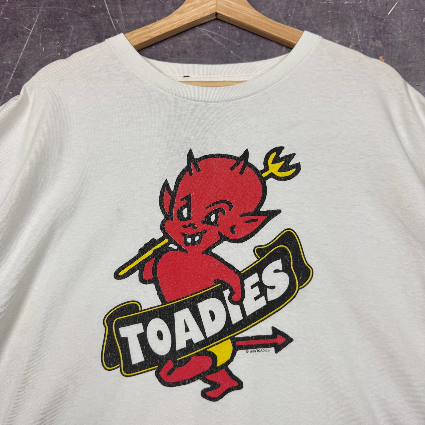 1995 White Toadies Band Devil Graphic Shirt XL 0849