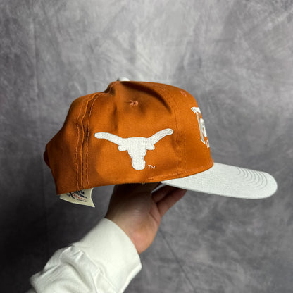 90s Texas Longhorns Sports Specialties Double Line Script Snapback Hat 4631