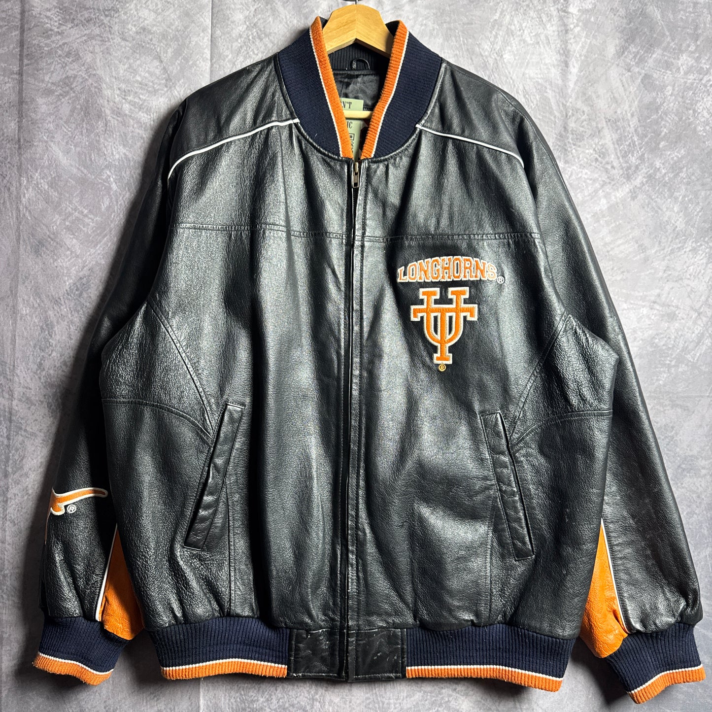 90s Black Texas Longhorns Leather Jacket 4584