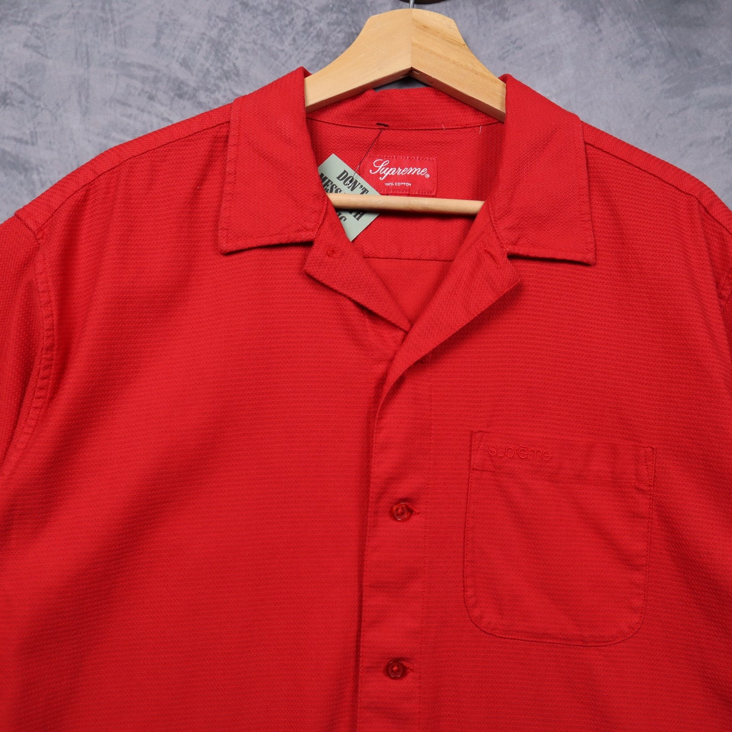 Early 2000s Red Supreme Camp Collar Button Up Shirt 5607