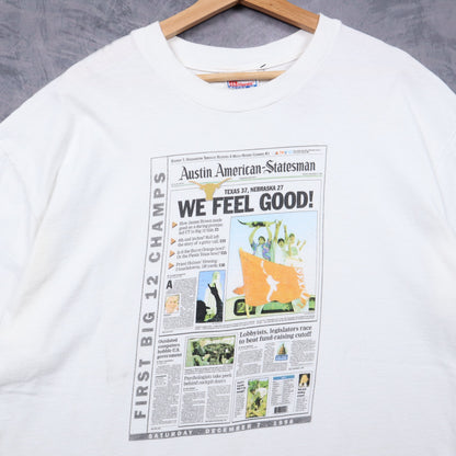 1996 White Texas Longhorns First Big 12 Champs Newspaper Shirt 5749
