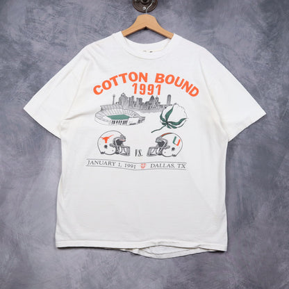 1991 White Cotton Bowl Texas Vs Miami Shirt 5810
