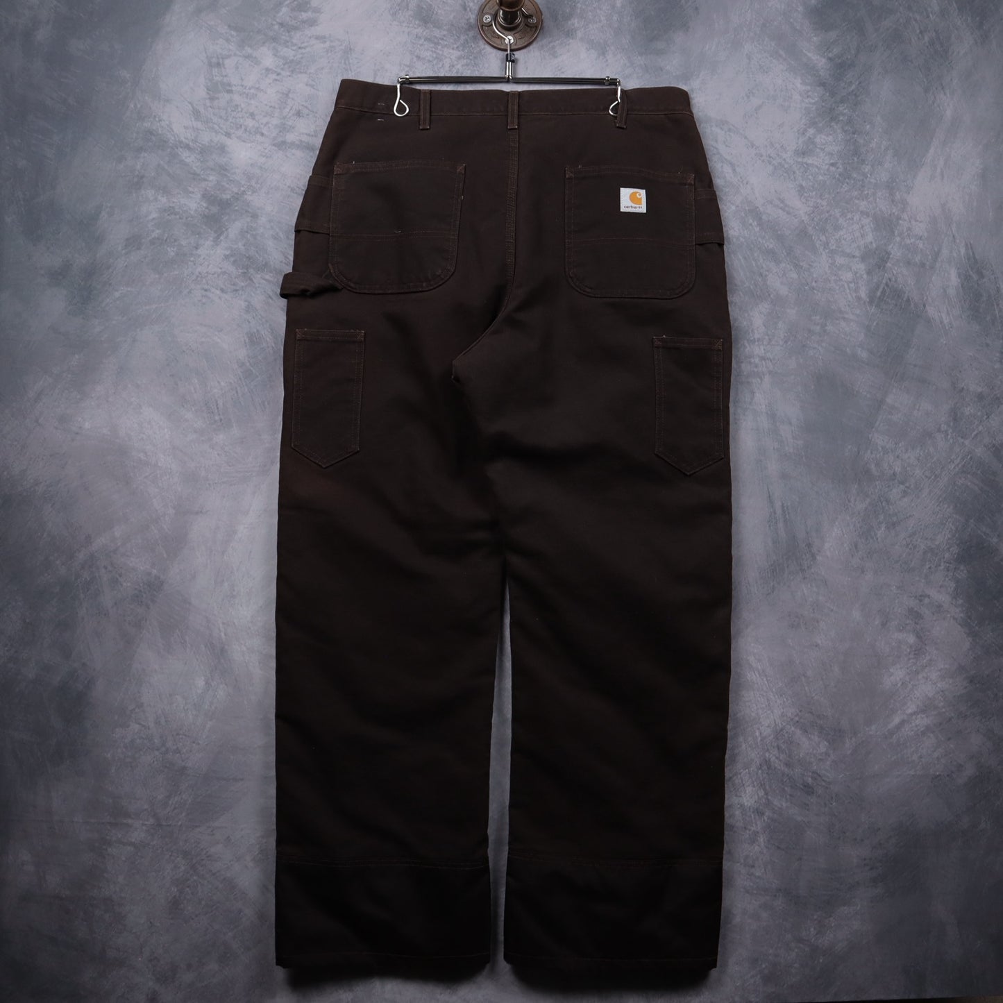 00s Dark Brown Carhartt Quilt Lined Double Knee Carpenter Work Pants 5002