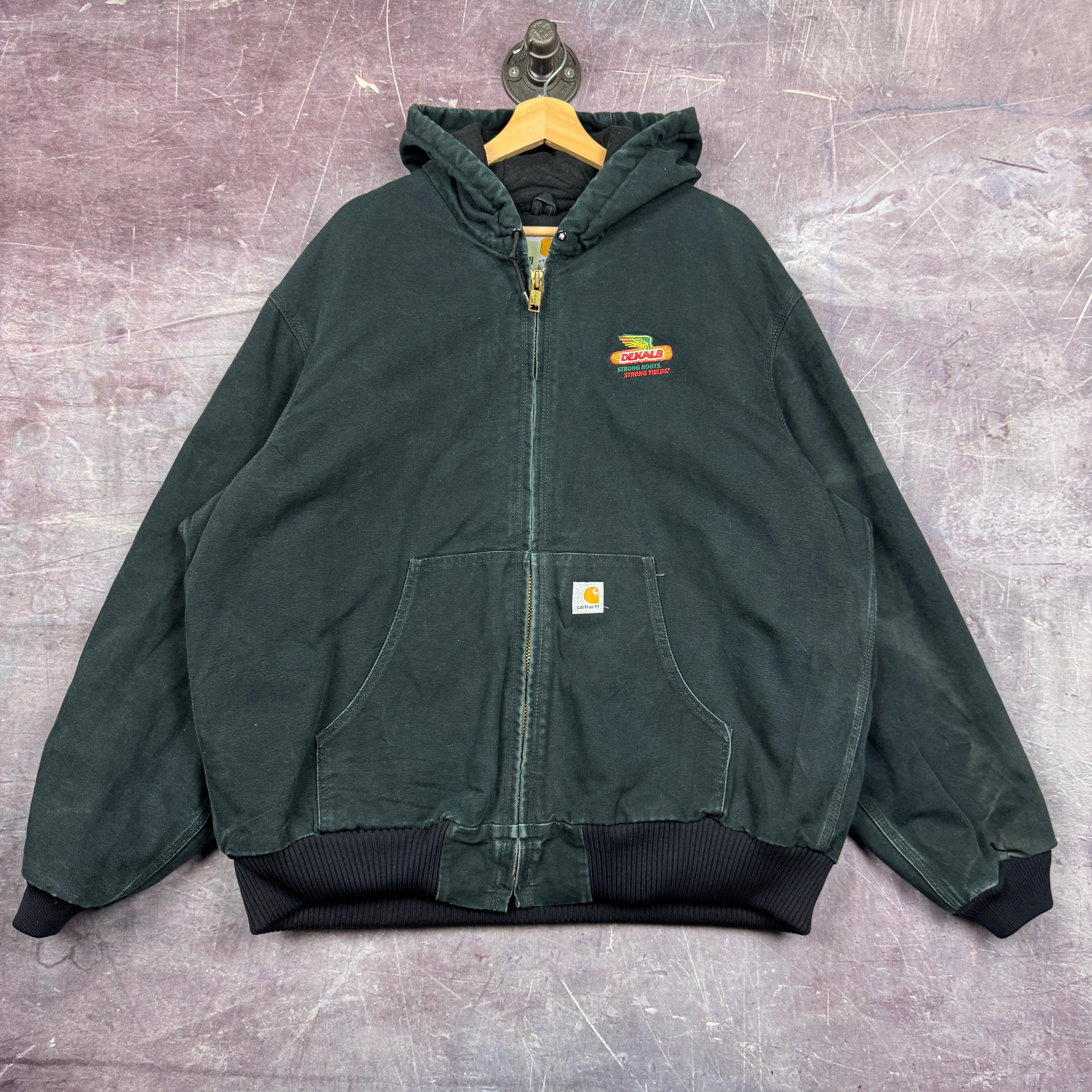 Carhartt ジップパーカー 90s 古着 90s- Carhartt 裏地 メッシュ ワンポイント パッチ スウェット