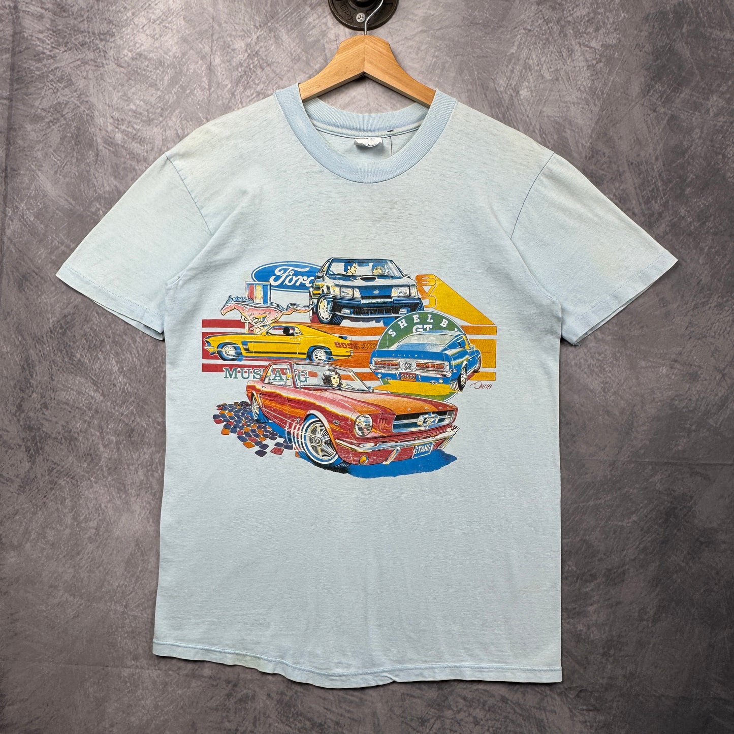 90s Blue Ford Mustang Shirt 3970