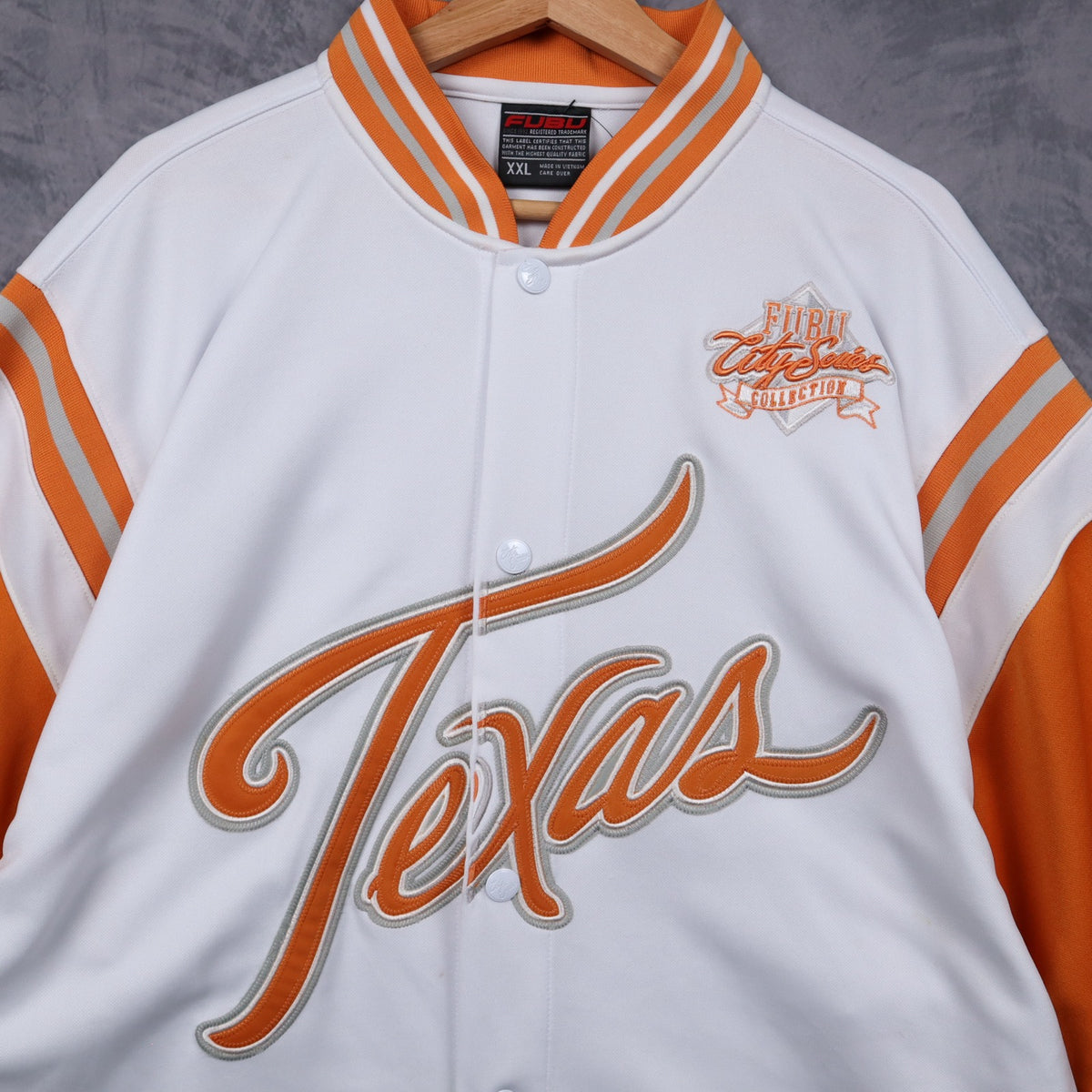 00s White FUBU Texas City Series Varsity Jacket 5939