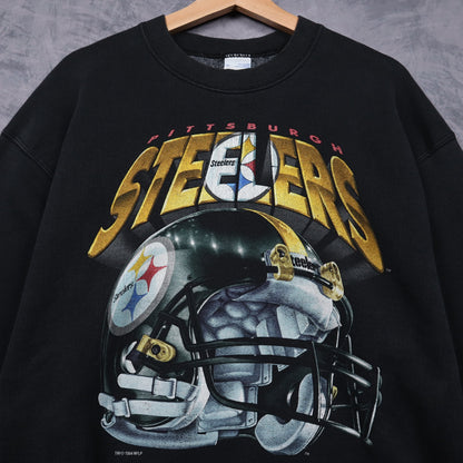 1994 Black Pittsburgh Steelers Helmet Crewneck Sweatshirt 6436