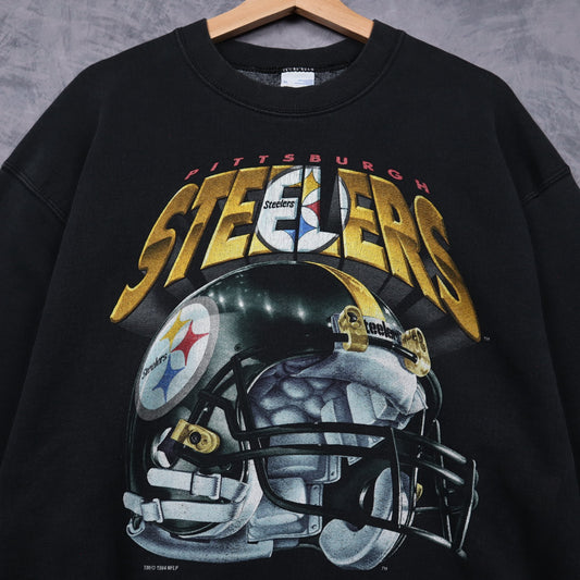 1994 Black Pittsburgh Steelers Helmet Crewneck Sweatshirt 6436