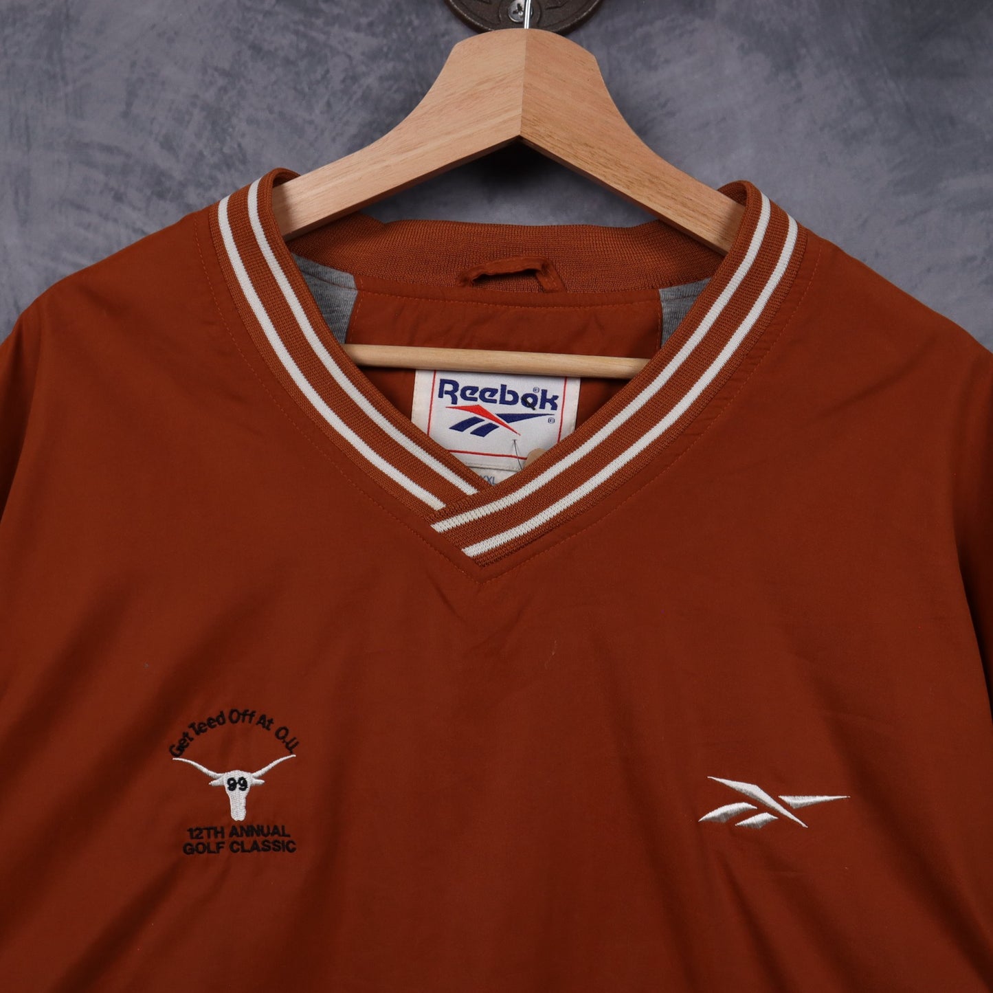 1999 Burnt Orange Reebok Golf Classic V-Neck Pullover 5942
