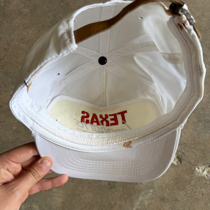 80s White Texas Longhorns Leather Strap Hat 5782
