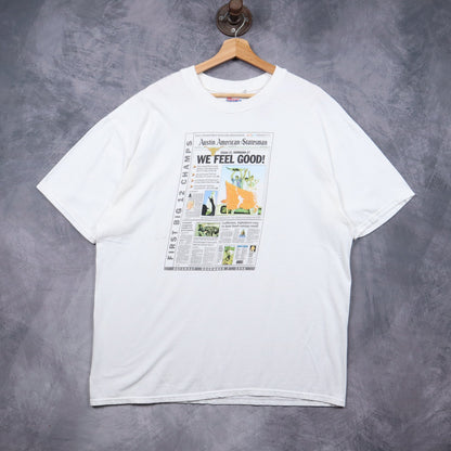 1996 White Texas Longhorns First Big 12 Champs Newspaper Shirt 5749