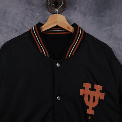 90s Black Texas Longhorns Varsity Jacket 5934
