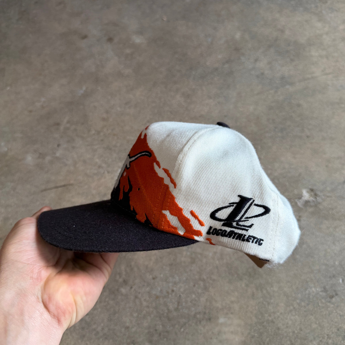 90s Black Texas Longhorns Logo Athletic Splash Snapback Hat 5781
