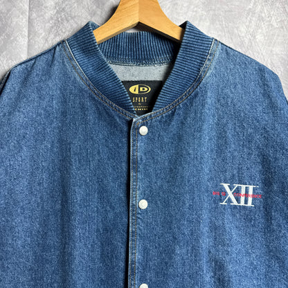 90s Blue Big 12 Conference Denim Varsity Jacket 4459