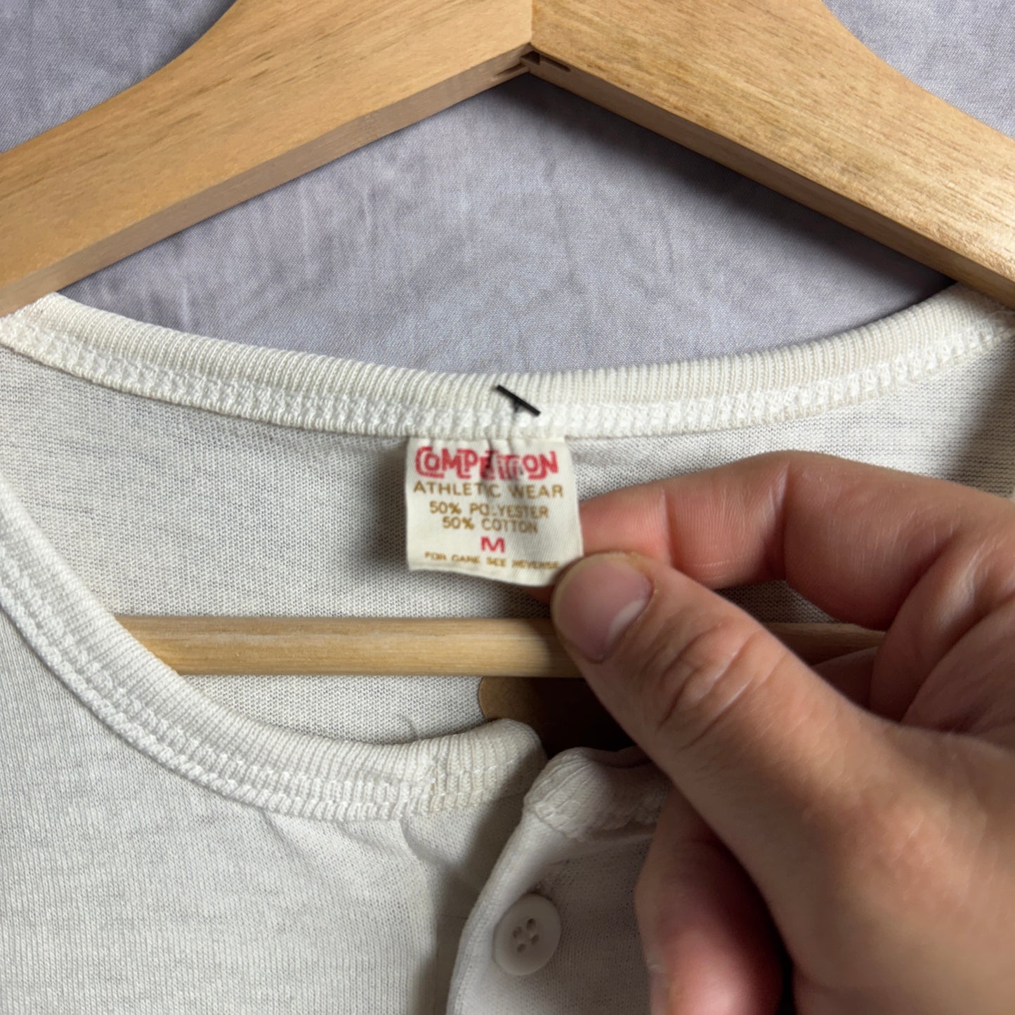 80s White Texas Longhorns Henley Baseball Shirt 4604
