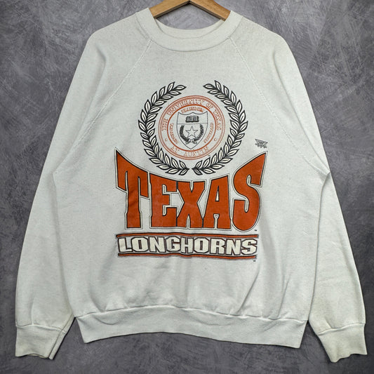 80s White Texas Longhorns Crewneck Sweatshirt 4361
