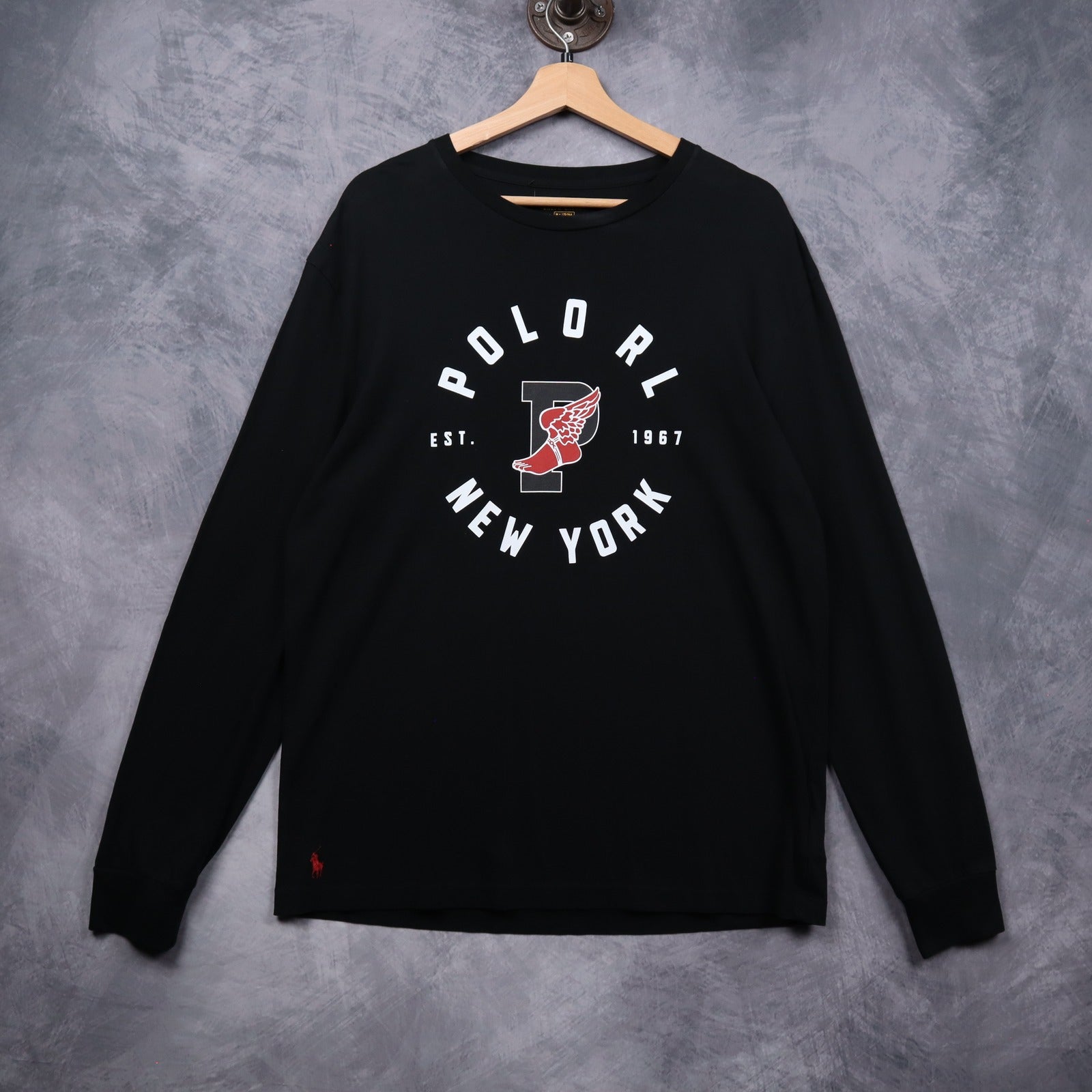 00s Black Polo Ralph Lauren P-Wing New York Long Sleeve Shirt 5549