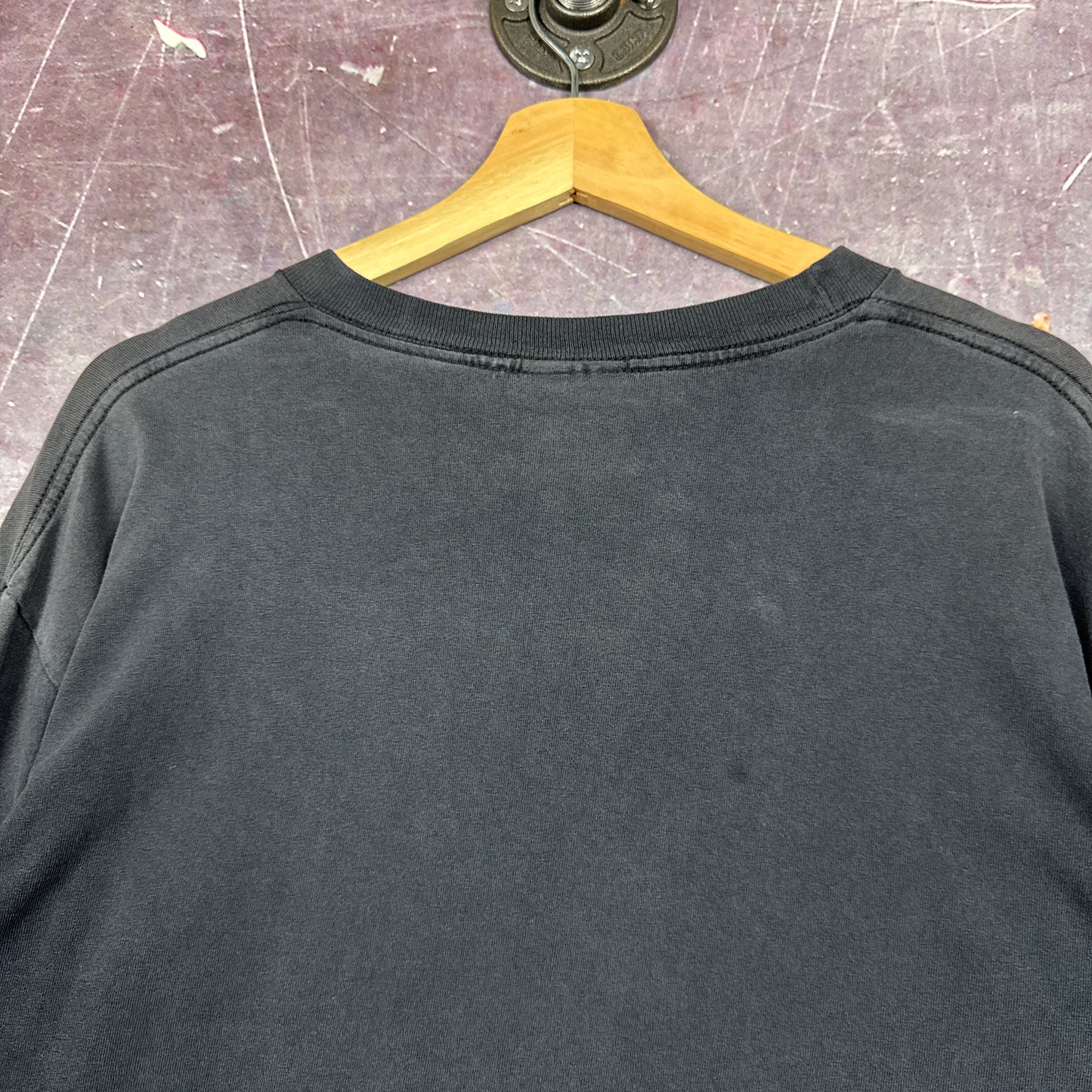 90s Faded Black Disturbed Graphic Long Sleeve Shirt L 2823