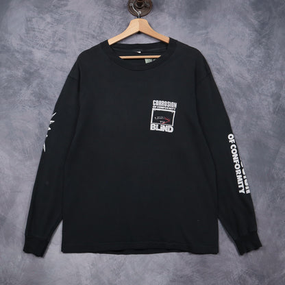 90s Black Corrosion Of Conformity Blind Deaf Numb Tour Long Sleeve Shirt 4969