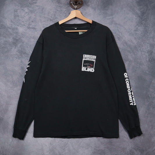90s Black Corrosion Of Conformity Blind Deaf Numb Tour Long Sleeve Shirt 4969