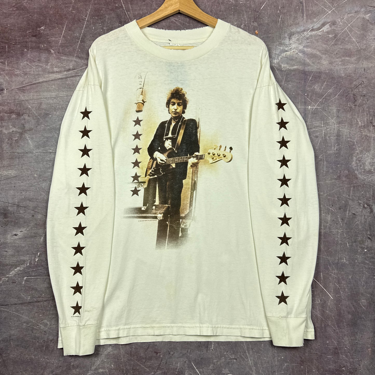 90s White Bob Dylan Star Sleeve Graphic Long Sleeve Shirt XL 2925